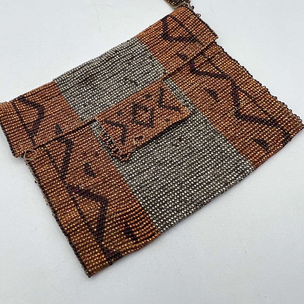 Micro Glass Beaded Egyptian Revival Mini Purse Art Deco Satchel Flapper AS IS